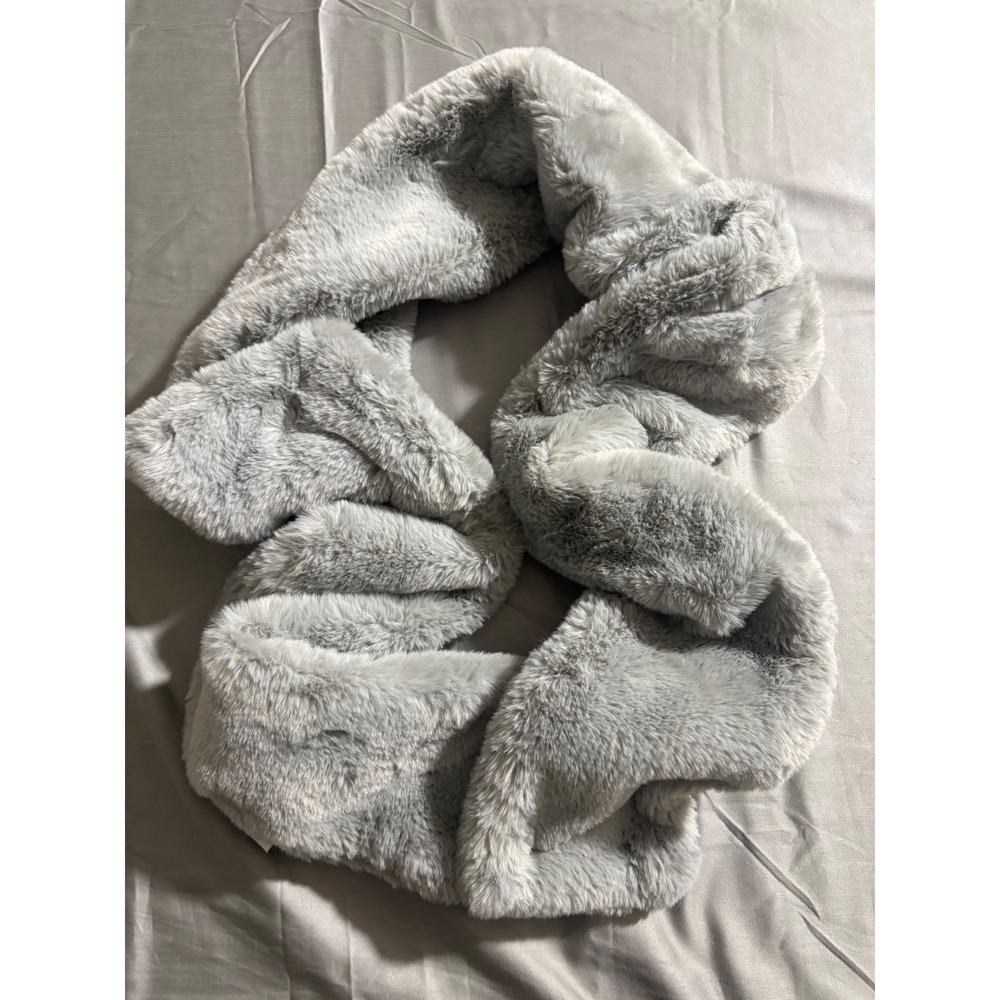 Minky Couture Grey Faux Fur Infinity Scarf Plush Oversized Loop Winter Wrap